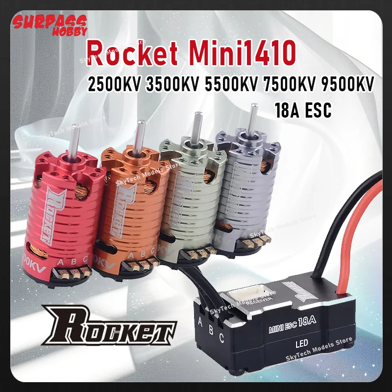 

Rocket Mini1410 2500KV 3500KV 5500KV 7500KV 9500KV Brushless Motor 18A ESC for Kyosho Mr03 Pro Atomic GLracing 1/28 1/32 RC Car