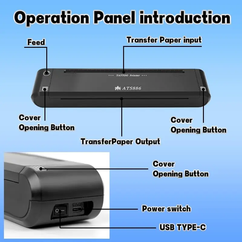 YILONG Wireless Tattoo Bluetooth Tattoo Transfer Machine with 2 Transfer Ribbon Portable Rechargeable Tattoo Thermal Copier