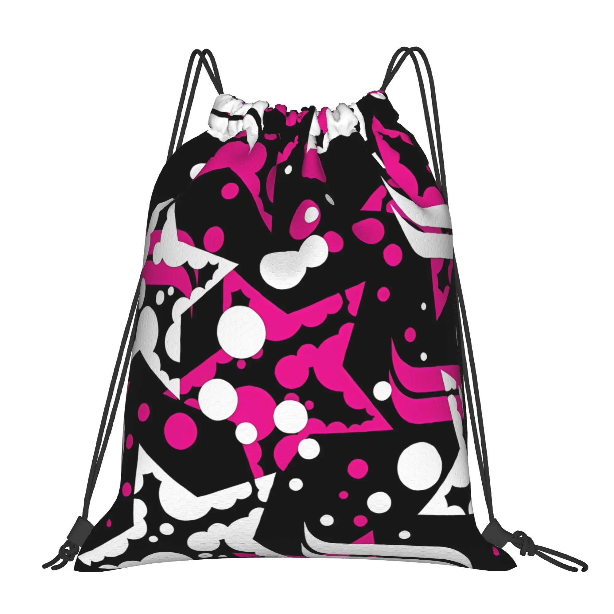 Y2K Pink Stars In The Sky Graffiti Portable Sports Riding Gym Drawstring cool gift Storage Backpacks