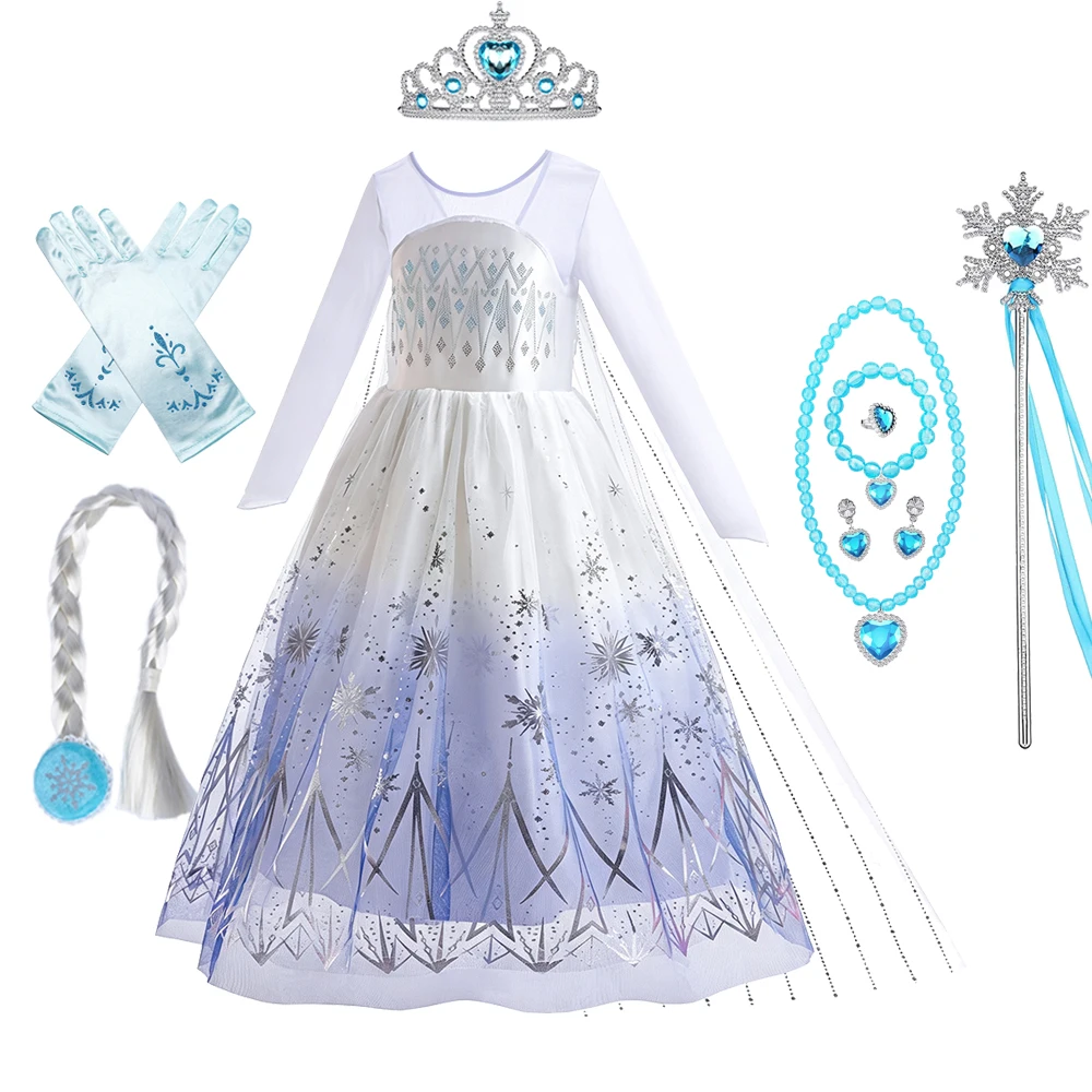 White Elsa Dresses Girls Birthday Party Cosplay Princess Costume Carnival Party Evening Gown Kids Clothing view 6