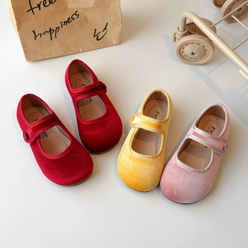 Kids Flat Shoes Round Toes Children Moccasins Princess Style Versatile 2026 New Fashion Girls Casual Dress Shoes Korean Style