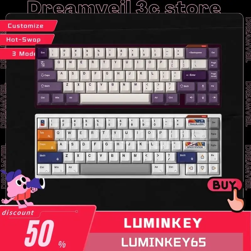 

Luminkey65 3 Mode Gaming Mechanical Keyboard Kits Wireless Keyboards Hot Swap 2.4G Bluetooth Customize Gamer Keyboards Gifts Ki