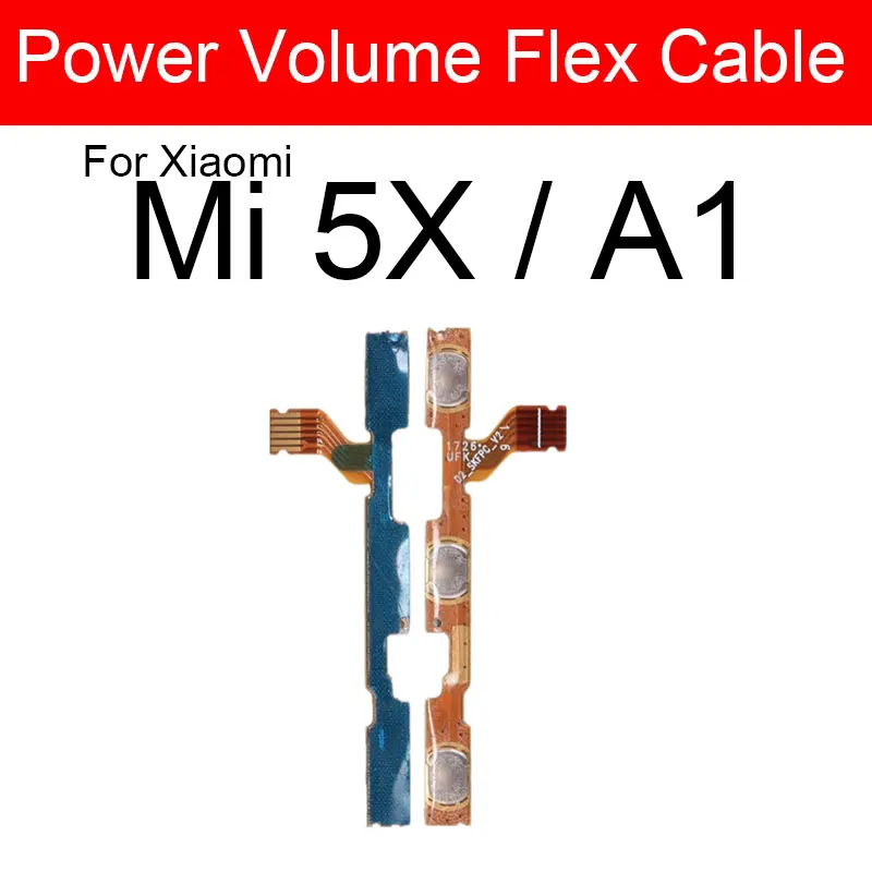 Volume & Power Side Button Flex Cable For Xiaomi Mi A1 A2 Lite A3 5X 6X CC9E Volume Switch Power Key Flex Ribbon For Redmi 6 Pro