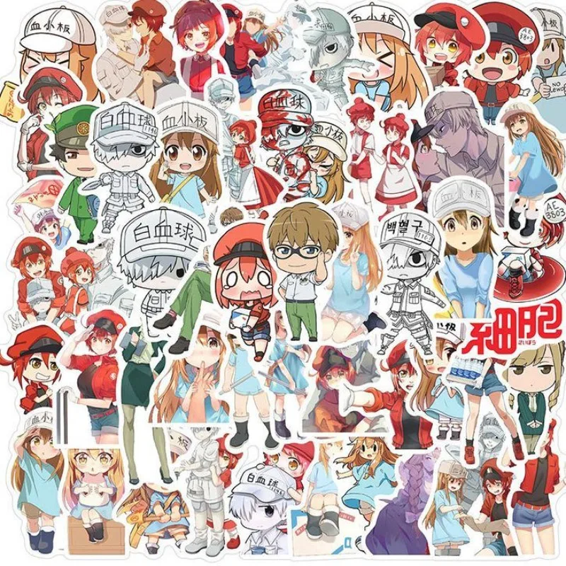 

Клетки на работе, аниме, мультяшные наклейки, тромбоциты, креативные канцелярские принадлежности, студенческая коллекция сообщений, подарок, водонепроницаемый чехол для телефона «сделай сам», Cos