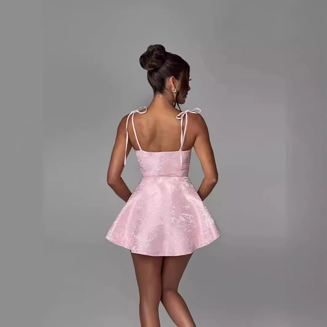 Moda Estate Camicie floreali Abiti corti Donna Canotta sexy Mini abito Silm Fit Tie up Camicia da fata Coquette Abiti casual Y2k