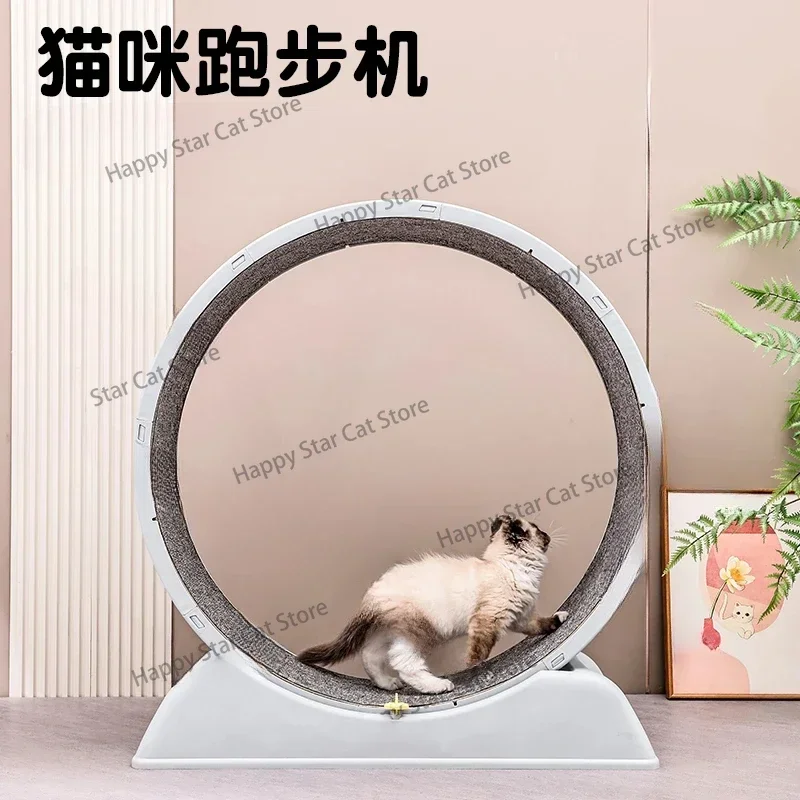 Quiet Exercise Cat Wheel Treadmill - Non-Electric Fitness Toy for Cats and Small Dogs with Durable Plastic Frame and Textured