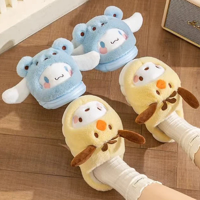 

Sanrio Hello Kittye My Melody Women's Thick Soled Cotton Slippers In Autumn and Winter Cute Cartoon Anti Slip Slippers