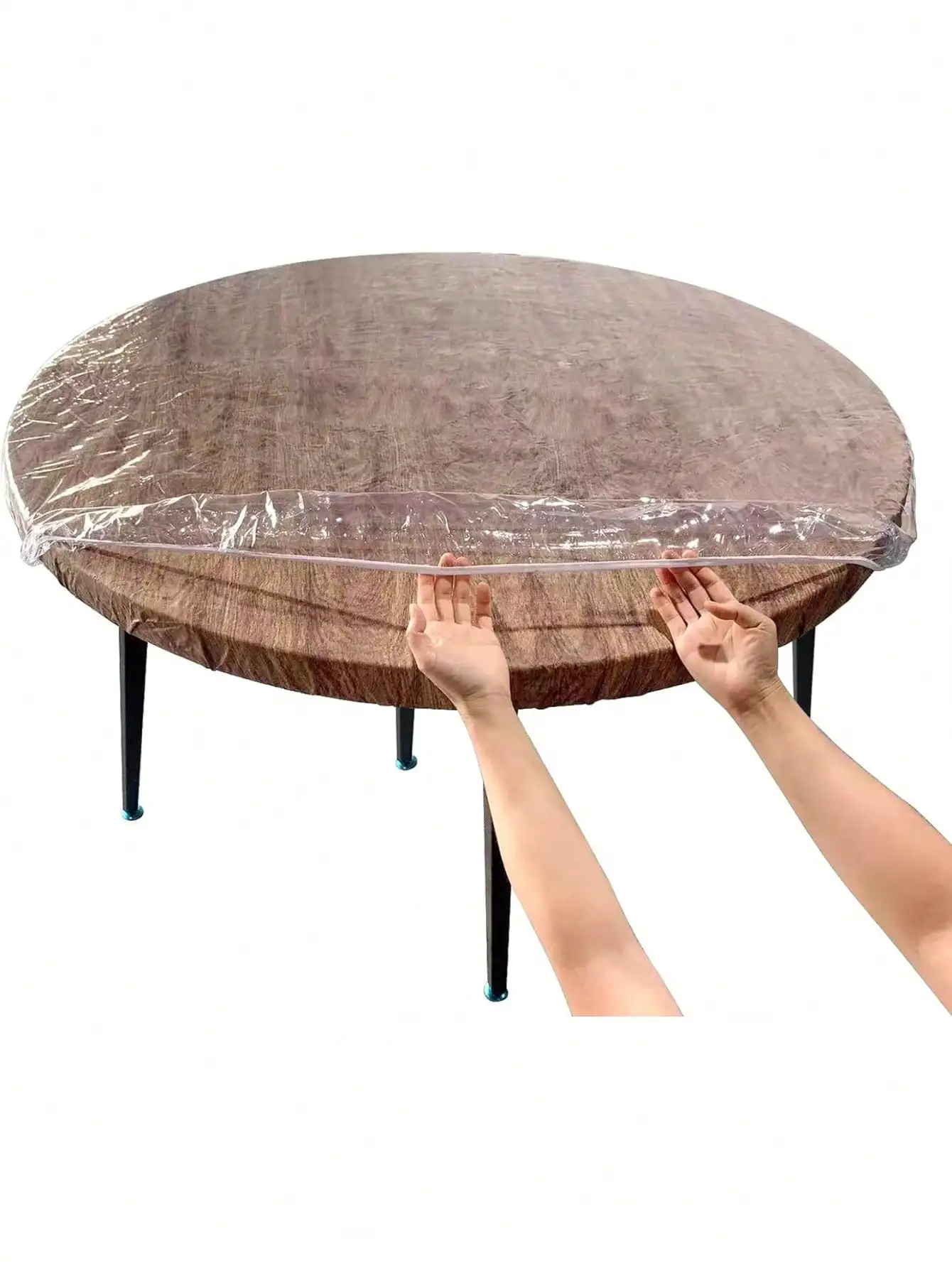 

1pc Transparent Round PVC Tablecloth,Elastic Edge Plastic Tablecloth Protector,Rectangular Tables,Waterproof And Oil-Resistant