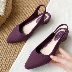 New Summer Shallow Mouth Jelly Sandals Women Wedge Pointed Loafers Soft Bottomed Casual Korean Style Plastic Low Top Work Shoes