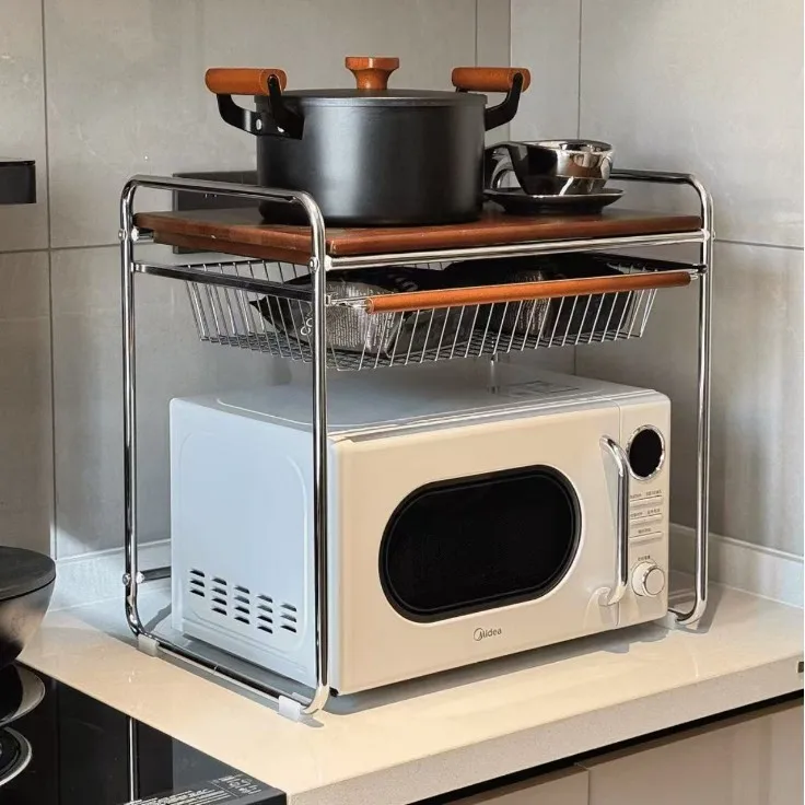 Vintage Counter Microwave Rack Pull Basket Integrated Kitchen Compact Rice Appliance aligned Cul Holder
