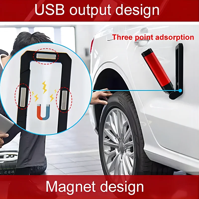 D2 Senter Isi Ulang USB Tipe C COB Super Terang Portabel Basis Magnetik Perbaikan Mobil LED Lampu Kerja Bengkel Lentera Berkemah