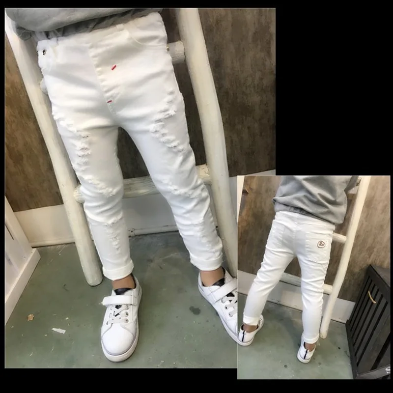 

Новые весенние универсальные узкие брюки для мальчиков. Корейская версия модных детских рваных брюк. Повседневные брюки для мальчиков и девочек 2–6 лет