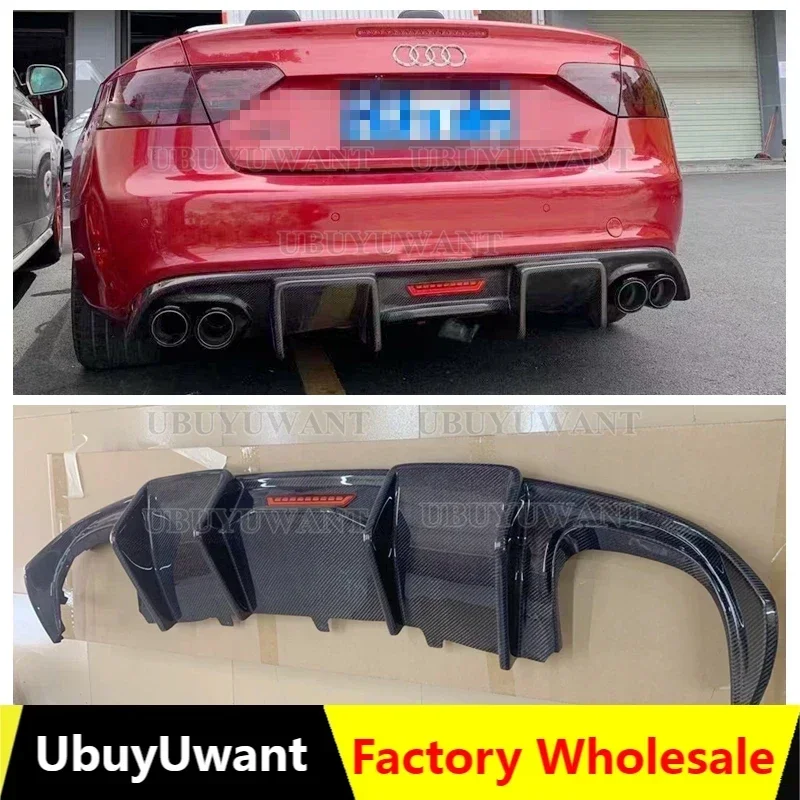 Rear Bumper Diffuser Lip Spoiler For Audi A5 S line S5 Coupe 2008-2015 Real Carbon fiber Non For A5 Standard