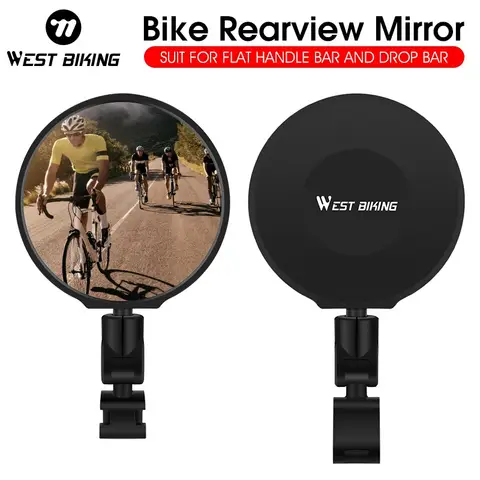 WEST BIKING Bicycle Rearview Mirror HD Convex Bike Handlebar End Mirror 360° Rotation MTB Road Bike Mirror Cycling Accessories