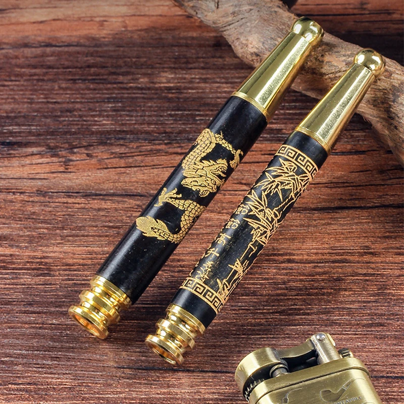 

Carved Dragon/Bamboo Cigarette Holder Brass Cigarette Smoking Pipe Bit Straight Filter Tobacco Microfilter Cigarette Holder