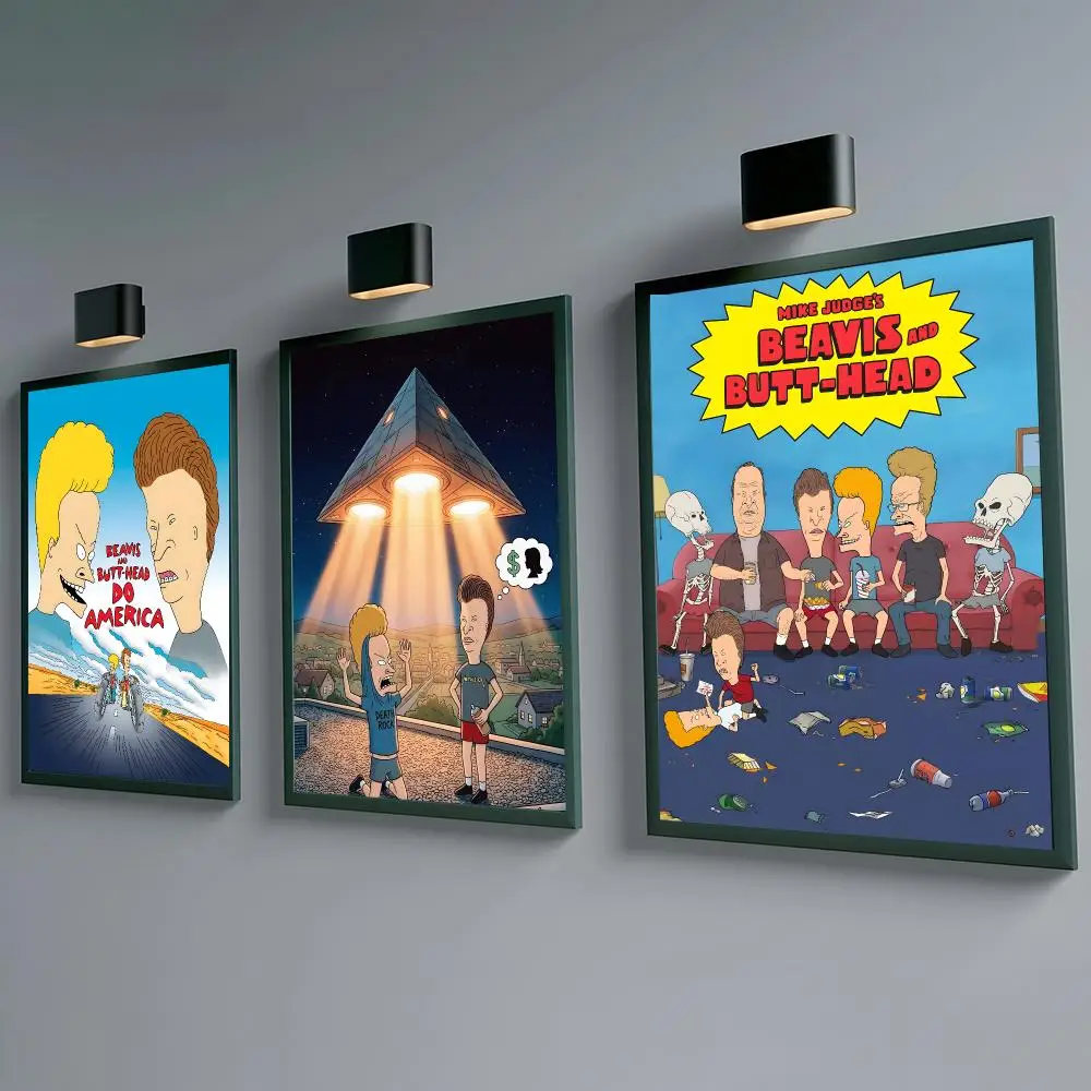 TV Series Beavis and Butt-Head Poster Self-adhesive Waterproof Paper Sticker Coffee House Bar Room Wall Decor