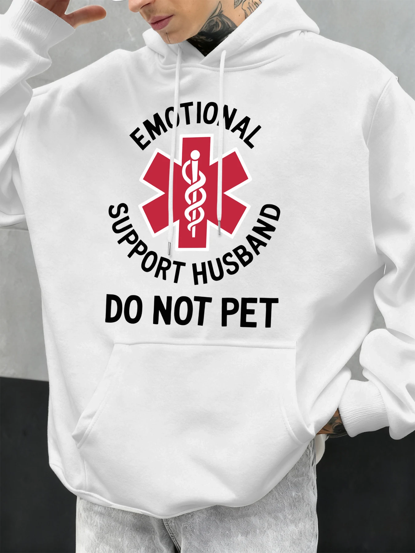Emotionale Unterstützung Ehemann Nicht Haustier Druck Männer Hoodies Hip Hop Fashions Hoody Herbst Fleece Streetwear Tasche Casual Kleidung
