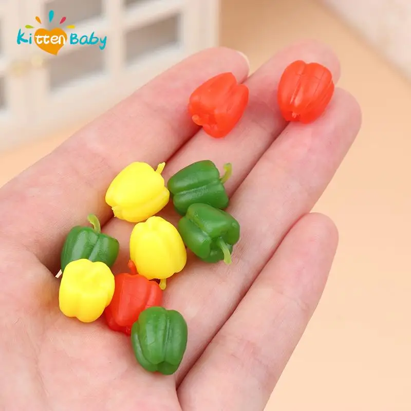 5 Pcs 1:12 Dollhouse Miniature Simulation Food Vegetables Fake Pepper Model Dollhouse Kitchen Decoration Accessories DIY Scene