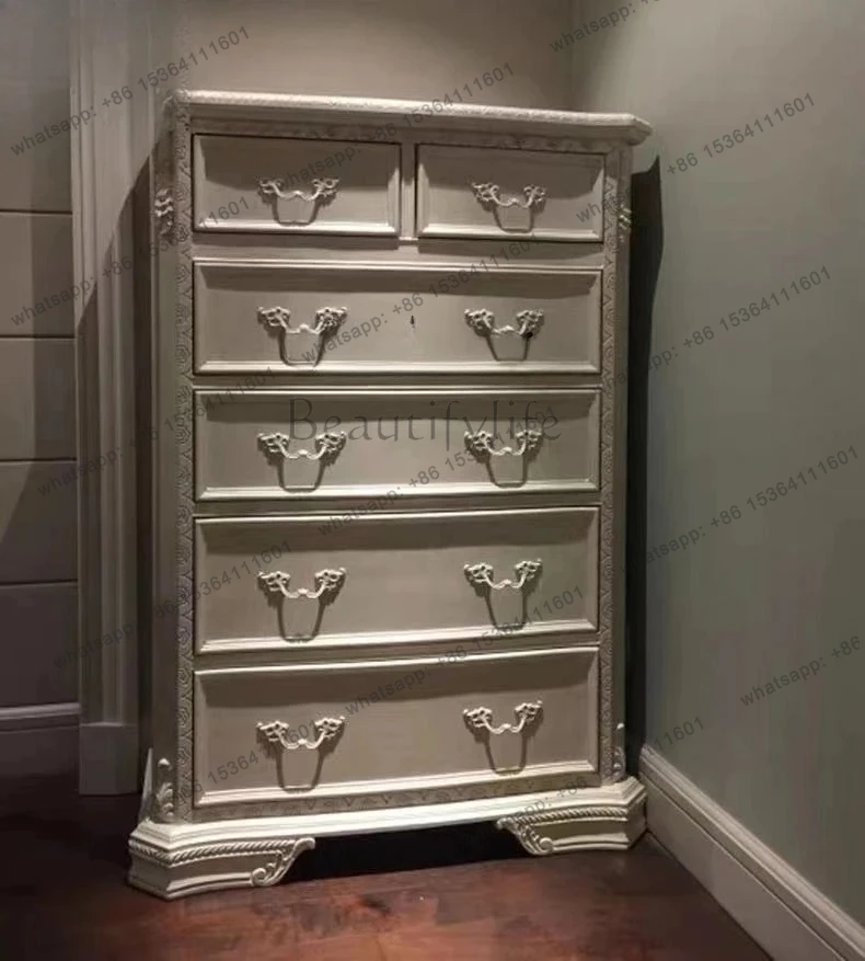 light luxury solid wood chest after modern bedroom six chest French storage locker