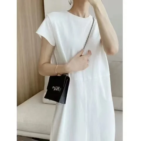 Summer Lightweight Minimalist Long Hoodie Dress Split Back Casual Slimming Maxi Dress Simple Design Casual Loose Fit H-Shape
