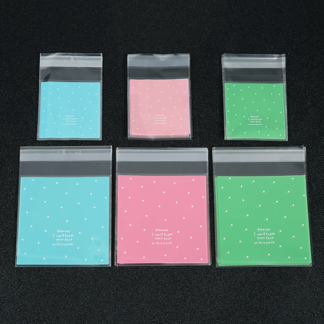 100Pcs/Lot Plastic Cookie Gift Bag Transparent Cellophane Polka Dot Candy Self Adhesive Wedding Birthday Party Cookie Gift Bag