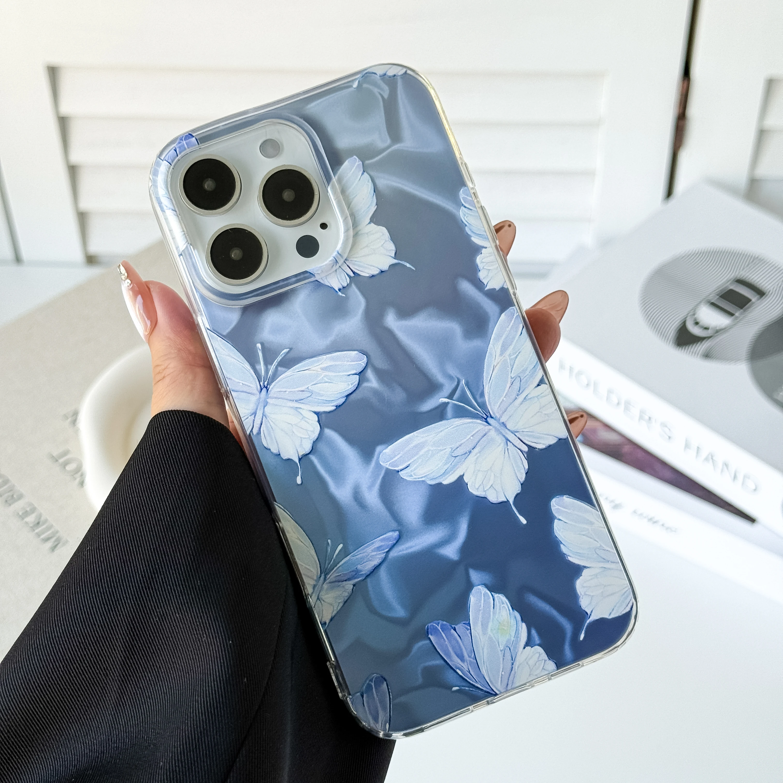 Blauer Schmetterling Farbverlauf Handyhüllen für Samsung Galaxy A56 A16 A26 A36 A55 A15 A14 A25 S24 S25 Silikon Paar Funda Shell Cover
