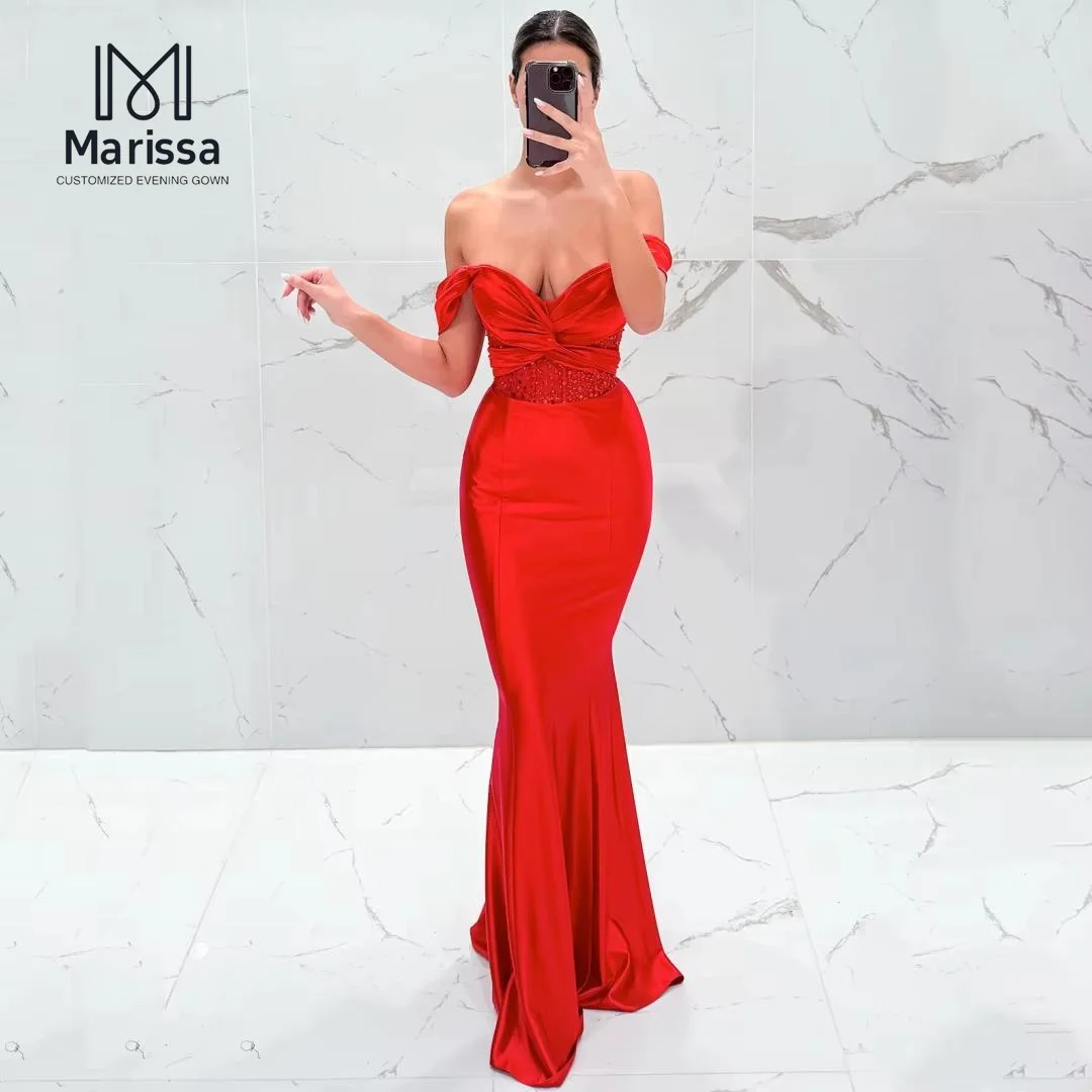 

Marissa Wedding Evening Dress Woman Passionate Red Luxury Prom Dress 2025 Long Fish Tail Elegant Party Dresses for Wedding Woman