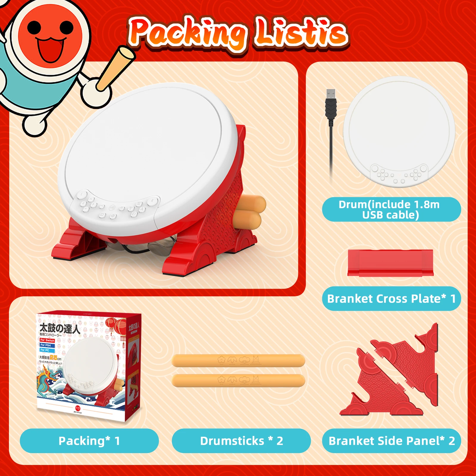 Imagem -06 - Iine Taiko Drum Master Compatível com Nintendo Switch Lite Oled