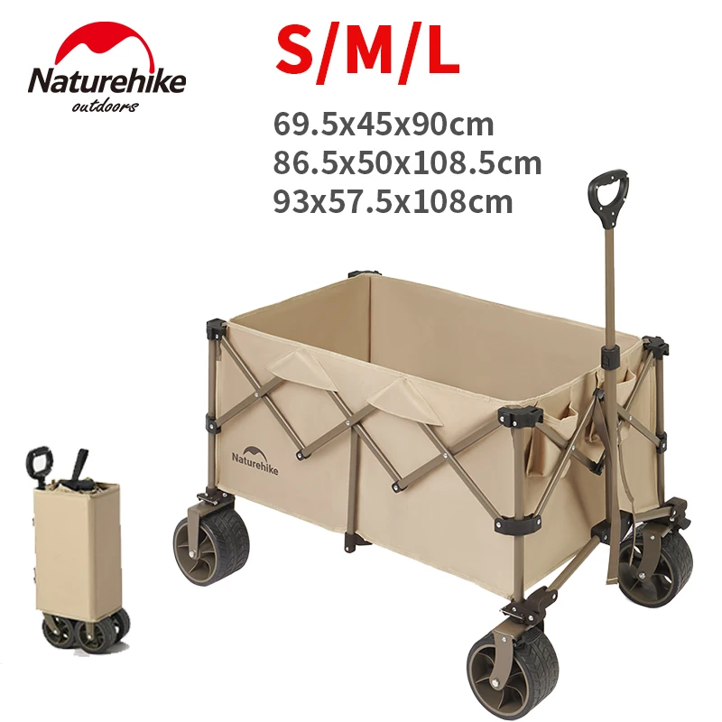 Naturehike Camping Folding Trolley Large Capacity Outdoor Cart Multifunction Portable Garden Picnic Beach Wagon Collapsible 360°