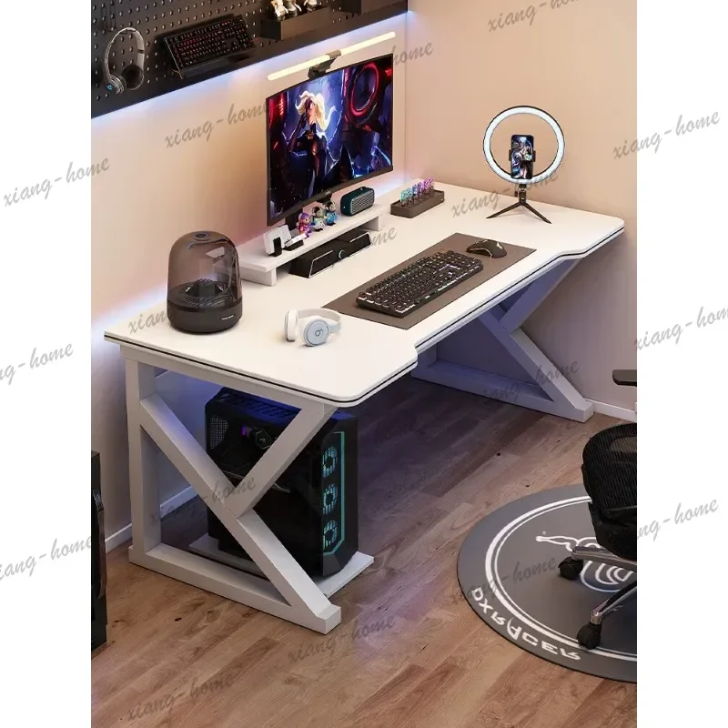 PG Thickened computer desk Desktop e-sports table Desk glass carbon fiber writing table