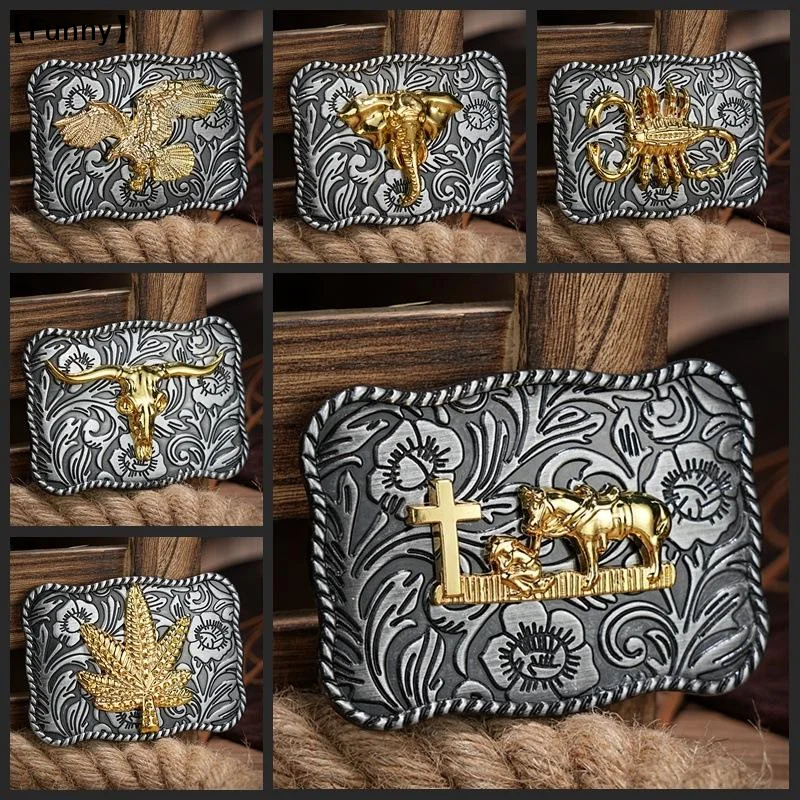 [مضحك] مشبك حزام غربي أول عتيق كاوبوي روديو فضي كبير بإبزيم حزام للرجال والنساء