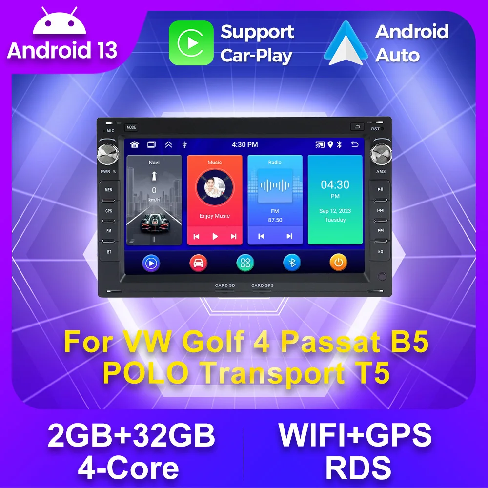 Navifly 7 pollici Android 13 Carplay autoradio lettore GPS per VW Volkswagen GOLF 4 POLO Transport T5 Passat B5 BORA MK5 SHARAN JETTA