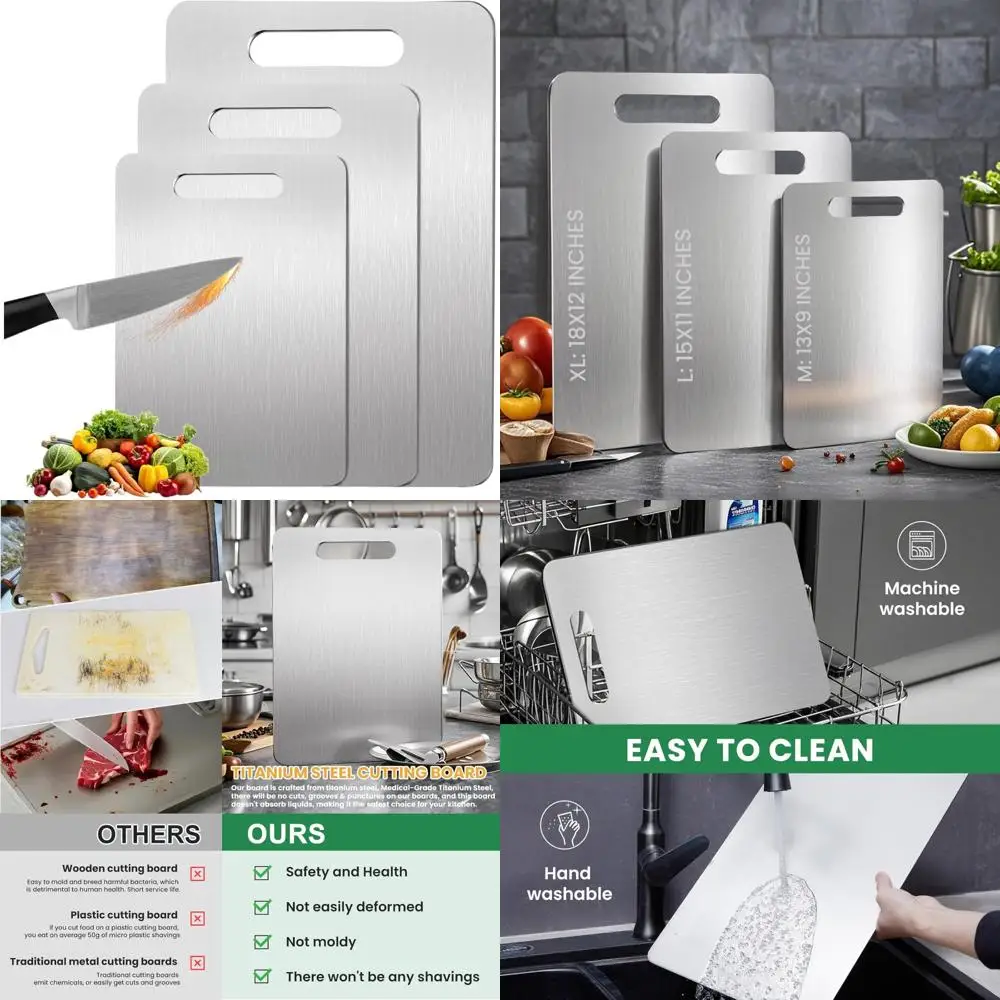 

Kitchen Titanium Cutting Boards - Pure, Durable, Double-Sided, Food-Grade, Hygienic Cutting Surfaces for Ultimate Kitchen Effici