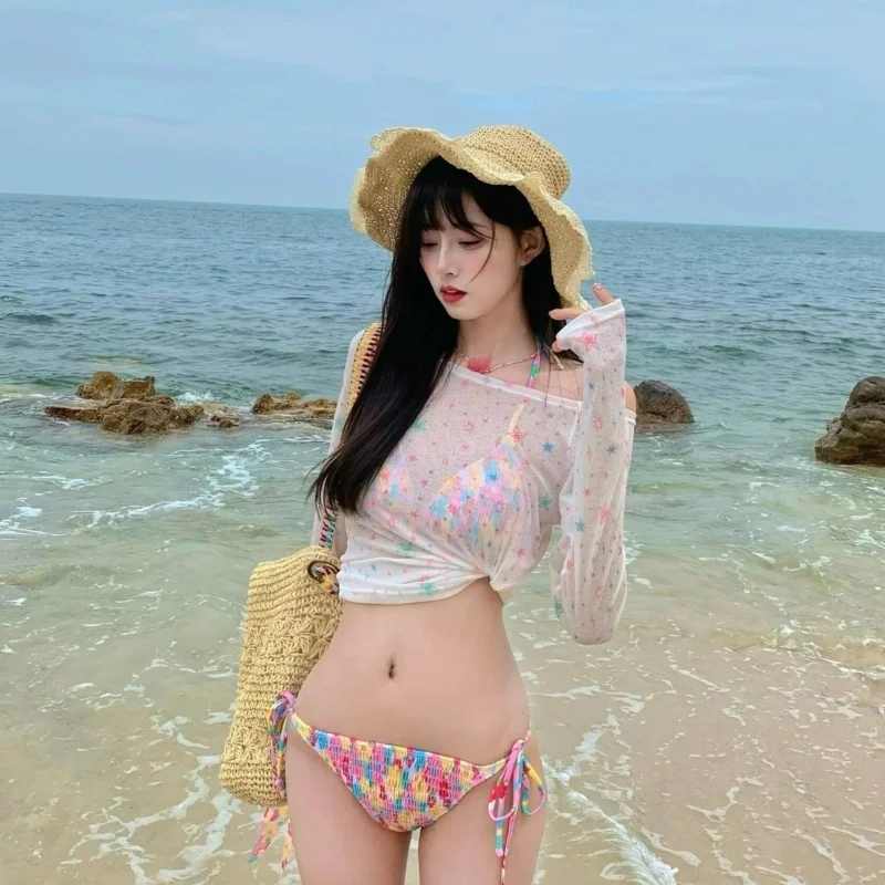 

2025 New Bikini Swimsuit Women's Four-Piece Set for Hot Spring Island Vaion Sexy Slimming High-End Feelings Swimming Suits