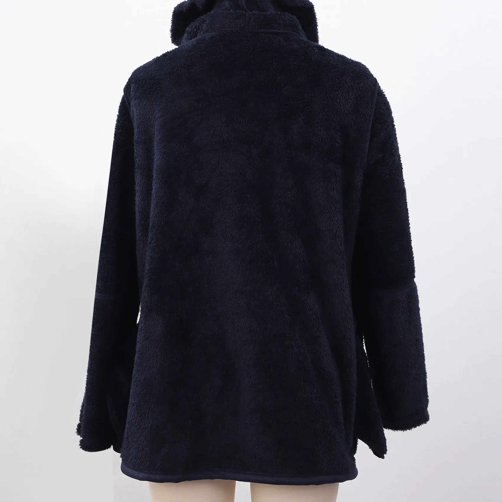 A83F-Wintermäntel für Damen, Übergröße, Kunstwolle, langärmelig, zweireihig, lockere Jackenmäntel mit Taschen