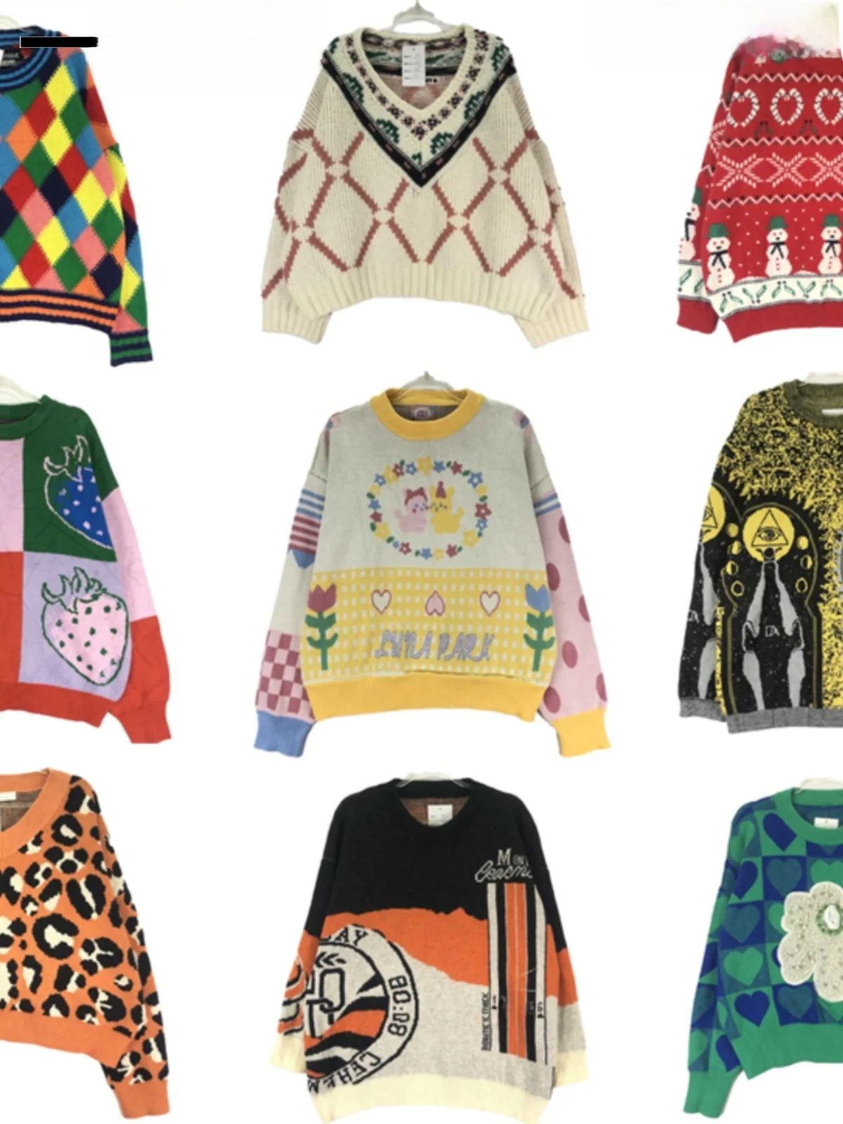 

Vintage ex Woolen Sweater with Embroidery round Ne Long Sve Warm Fing Cartoon Animation for Autumn And Winter