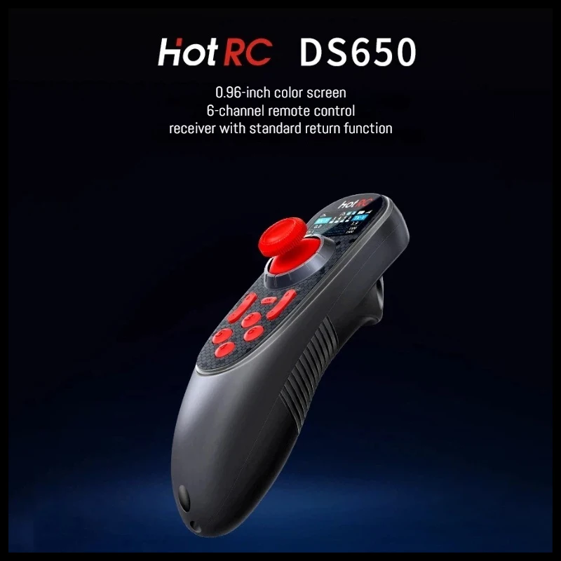 HOTRC DS650 Upgraded 6-Channel RC Boat Transmitter Single Hand Remote Controller with Cruise Control Color Screen for Bait Boat