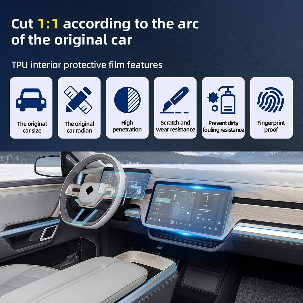 For Rivian R1S 2022 2023 2024 2025 Car Screen Anti-Scratch Gearbox Panel Film Dashboard Protective Interior Film Sticker