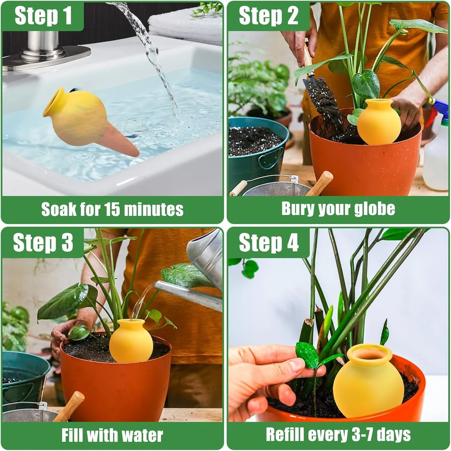 Terracotta Watering Spikes,4 Pcs Self Watering Globes, Slow Release Self Watering Planter Insert for Indoor and Outdoor Plants