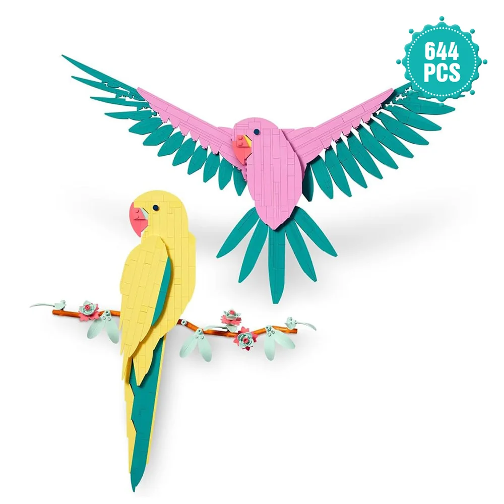 Macaw Parrots Building Blocks Set, Art The Fauna Collection Models, Wall Art for Teens or Adults to Build and Display, 31211