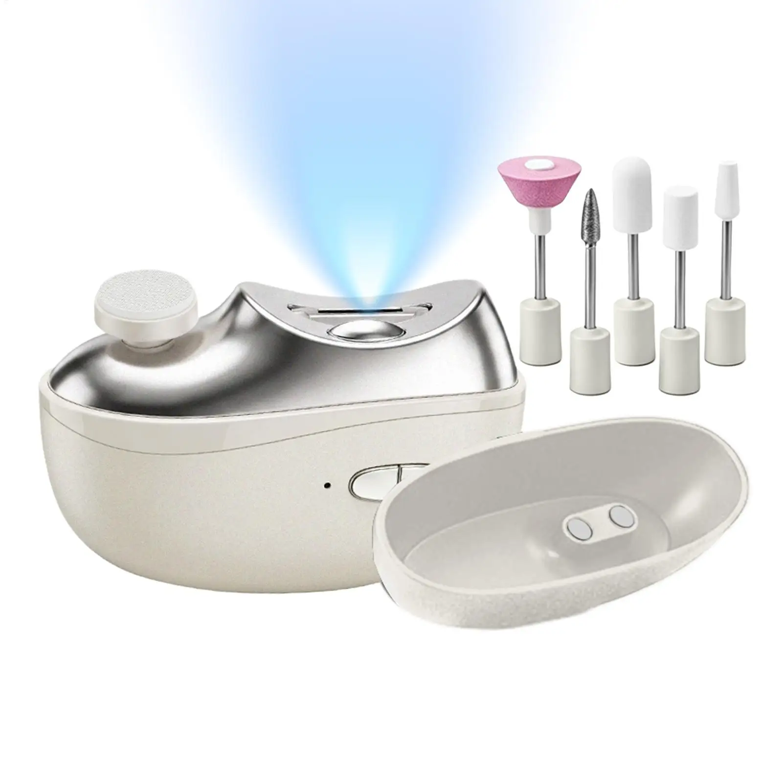 Automatic Nail Clipper LED Lighted Manicure Tool with Replacement Bits Nail Drill Machine Kit for Women Girls Teens Adults