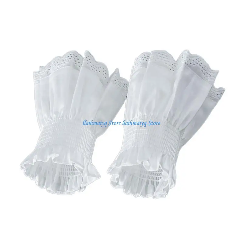 

573B Wrist Cuffs for For Shirt Sweater False Sleeve Ornament Flared Ruffled Cuffs