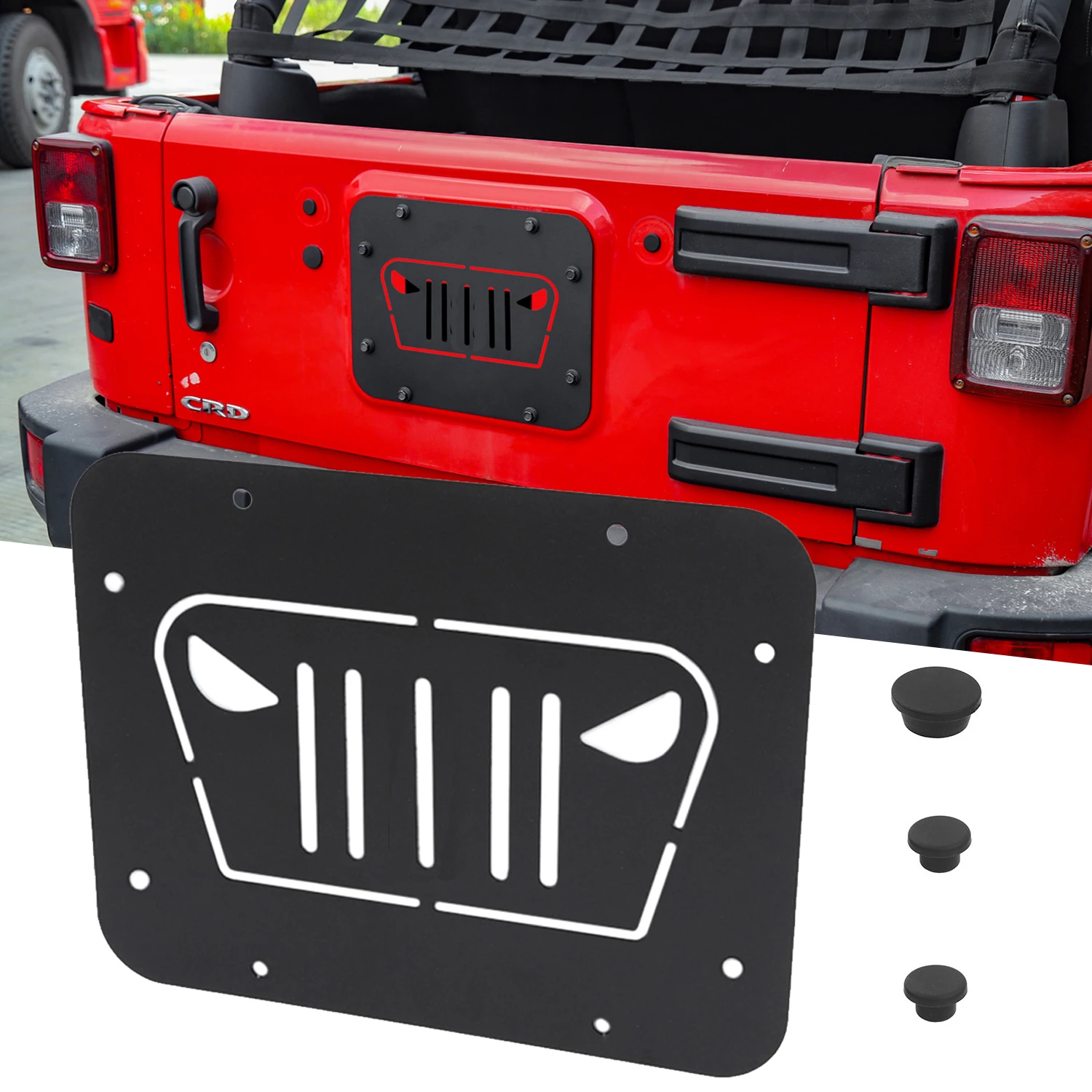 Car Spare Tire Carrier Delete Filler Plate Cover Tailgate Plug Rubber for Jeep Wrangler JK 2007-2017 2/4-Door Exterior Accessory