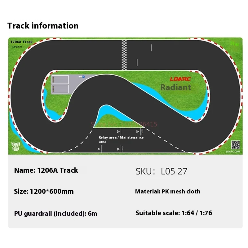 Ldarc Rc V64 1:76 240*120 سنتيمتر التحكم عن بعد سيارة المسار المشهد المسار الوسادة الاسمنت الرصيف عزل الرصيف حقيبة يد إيفا سياج 1:64 فان