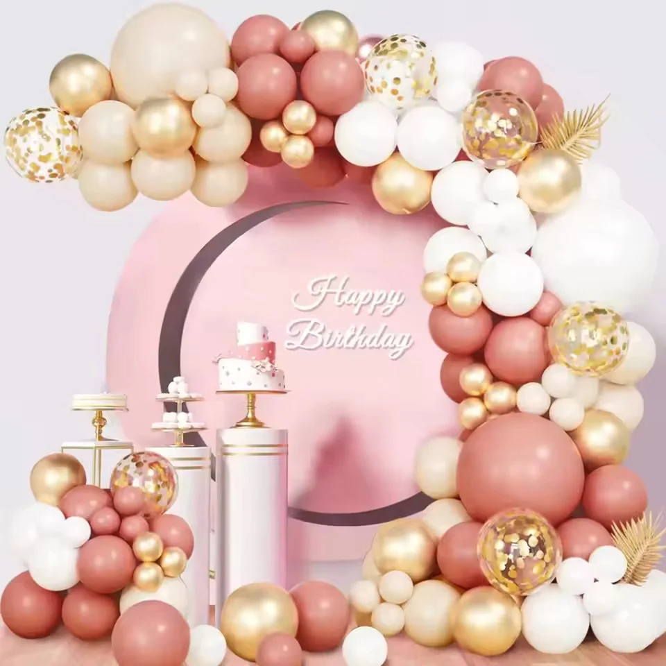 112pcs Boho Balloons Garland Arch Kit Blush Pink Nude Rose Gold for Baby Shower Wedding Birthday Party Decorations view 5