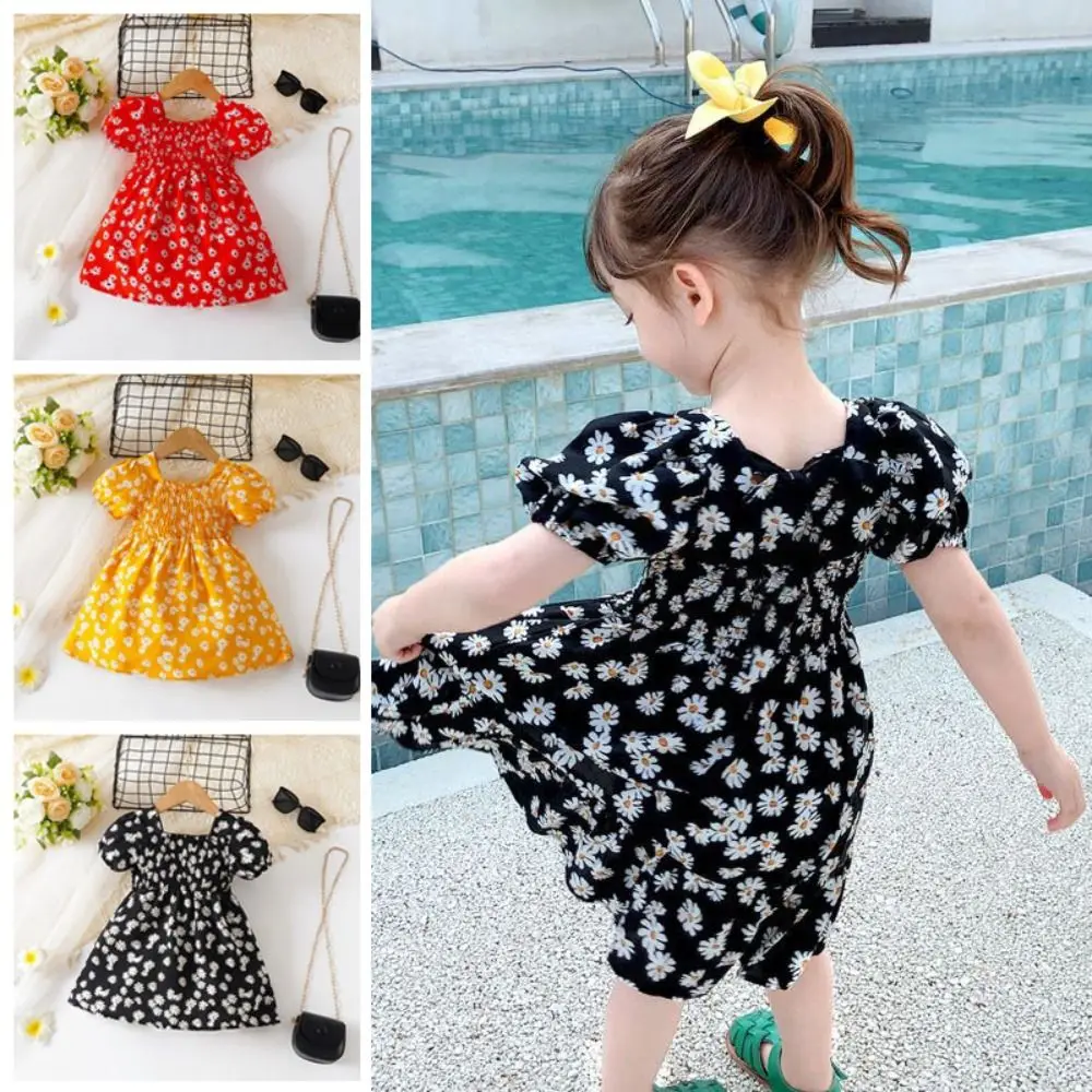 

Square Collar Baby Girls Princess Dress Puff Sleeve Beach Vacation Summer Flower Dress Sweet Party Toddle Dress Birthday Dress