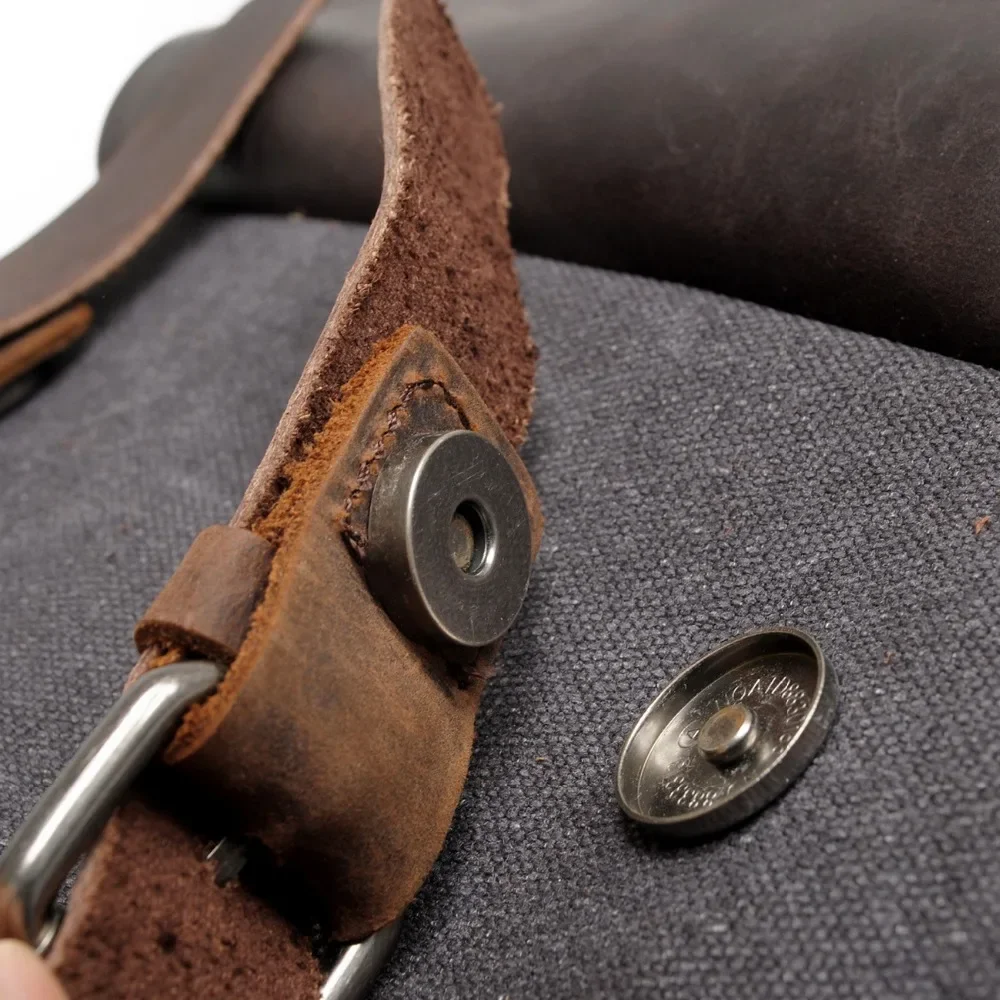 Bolsa de Montañismo a la moda para hombre, mochila de lona Vintage, bolso escolar de cuero, bolsa de viaje neutra portátil, resistente al desgaste,