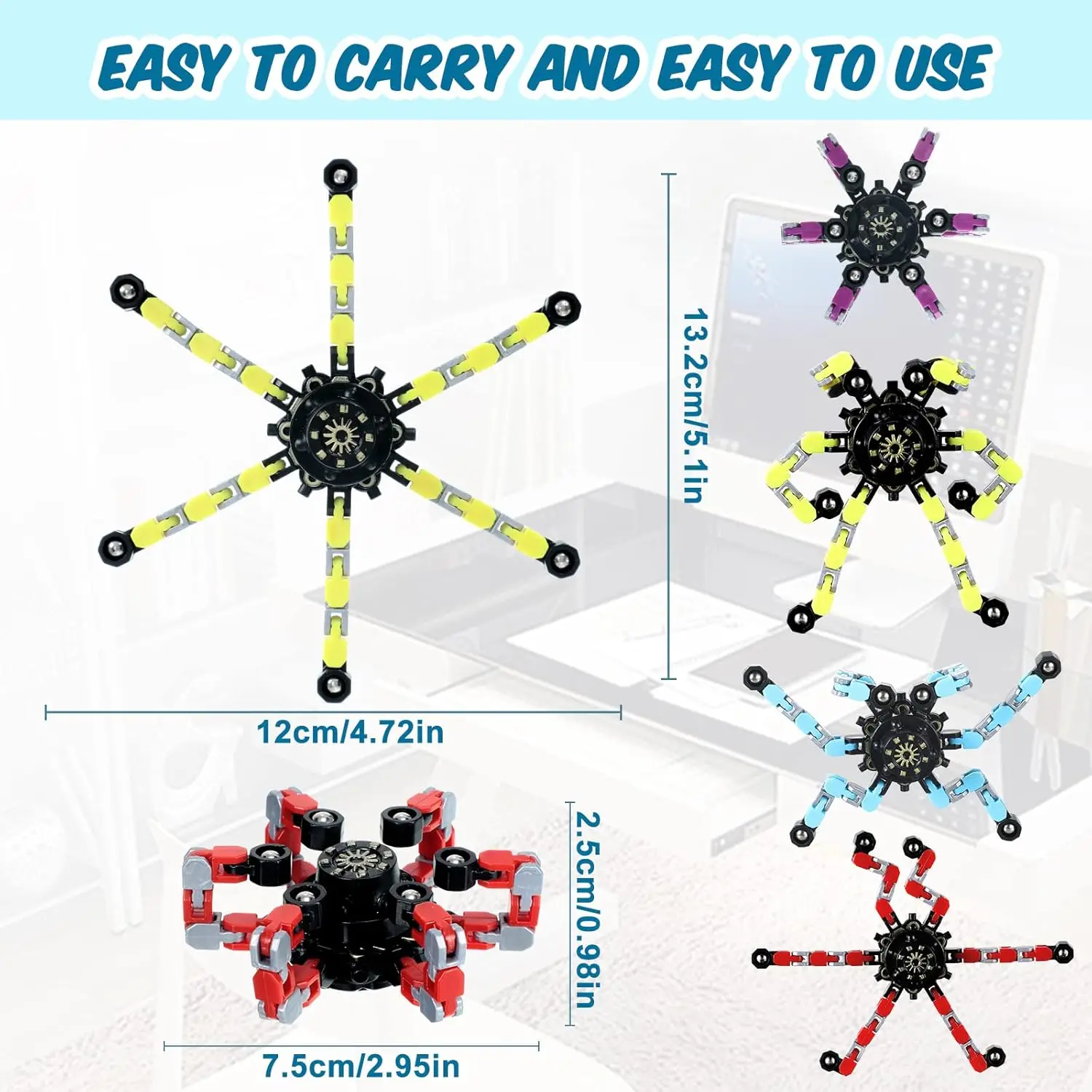 24-64 pçs transformável fidget spinners ponta do dedo giros alívio do estresse brinquedos sensoriais para tdah autismo crianças presentes prêmios de sala de aula