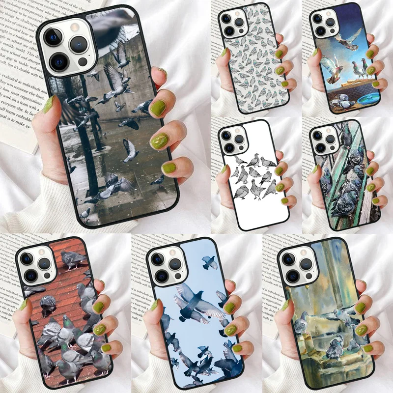 Pigeons Doves Bird Birds Flock Animal Phone Case for iPhone 16 15 14 12 13 mini PLUS X XS XR 11 PRO MAX Cover Shell