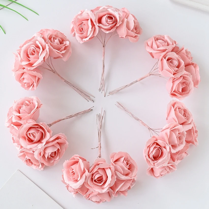 6 Stück künstliche Seide Rose Bündel für Weihnachten Hochzeit Braut strauß Dekoration nach Hause dekorative Blumentopf Zubehör gefälschte Blume